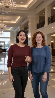 An AI rap duo performing on the Luxury lobby stage