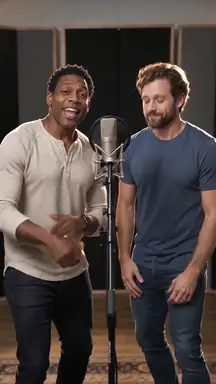 An AI rap duo performing on the Studio booth stage